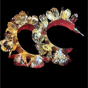 Vintage style Large Floral pearl detail  hoops